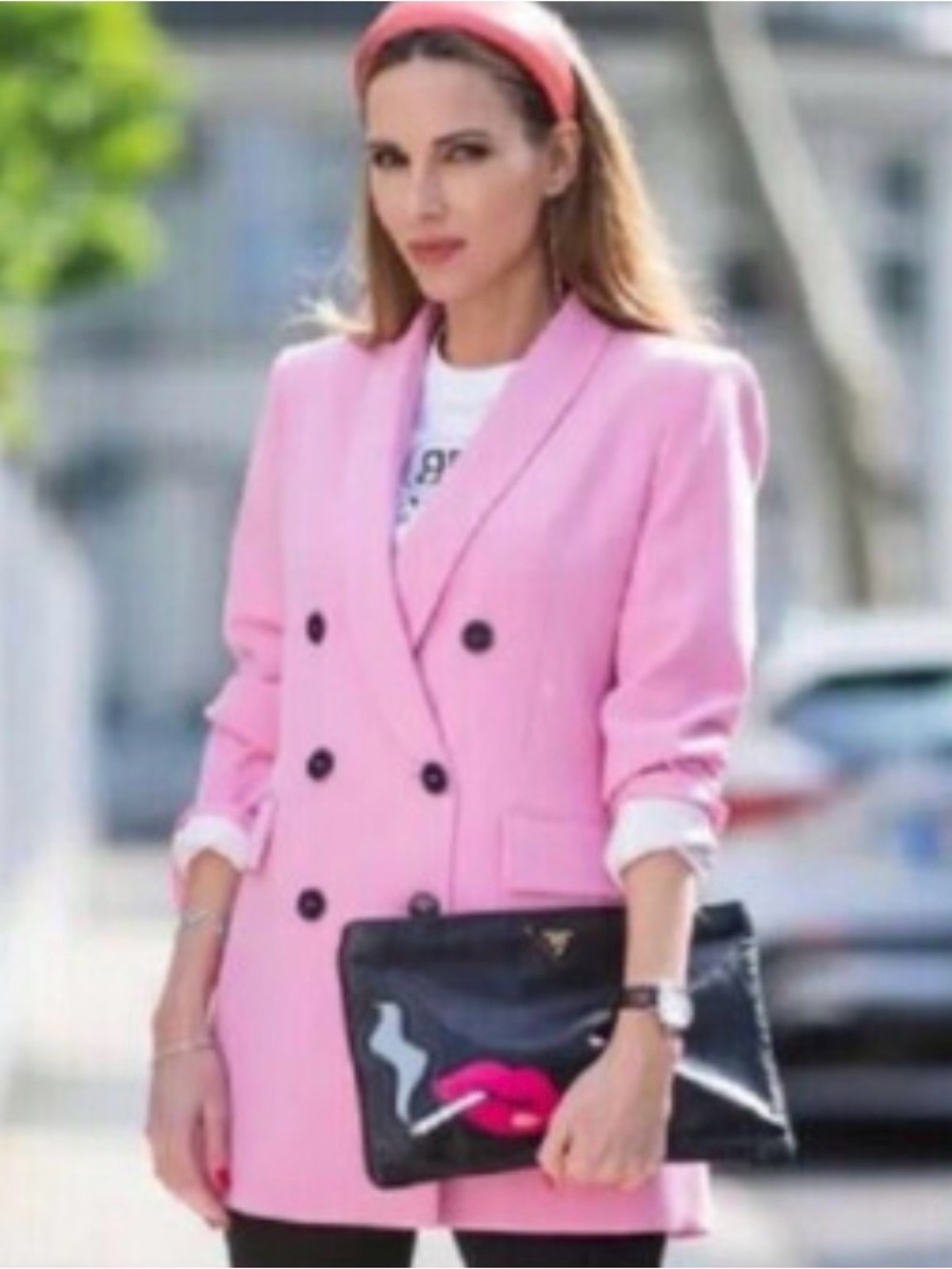 NWOT Zara women’s pink double breasted blazer XL
